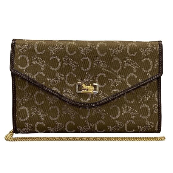 CELINE - Dark Brown Jacquard Leather Long Wallet 253-071025 - Picture 1 of 12